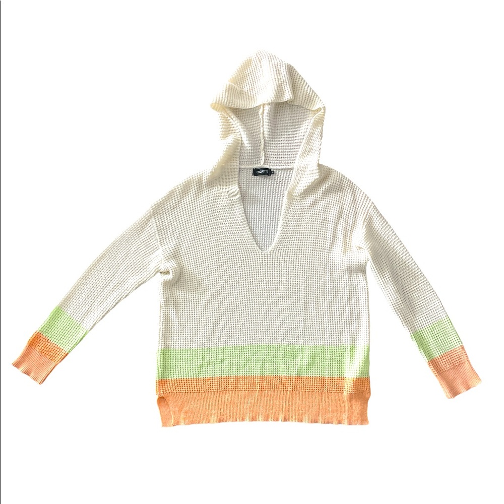 Adorable oversized crocheted hooded sweater!